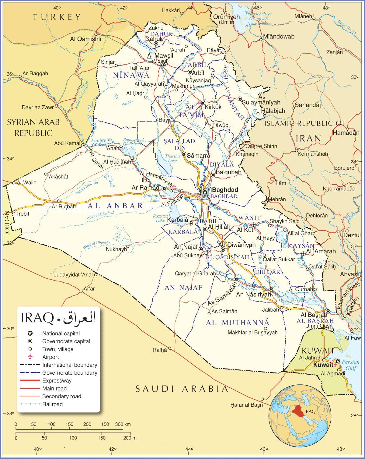 이라크의 지도 도로